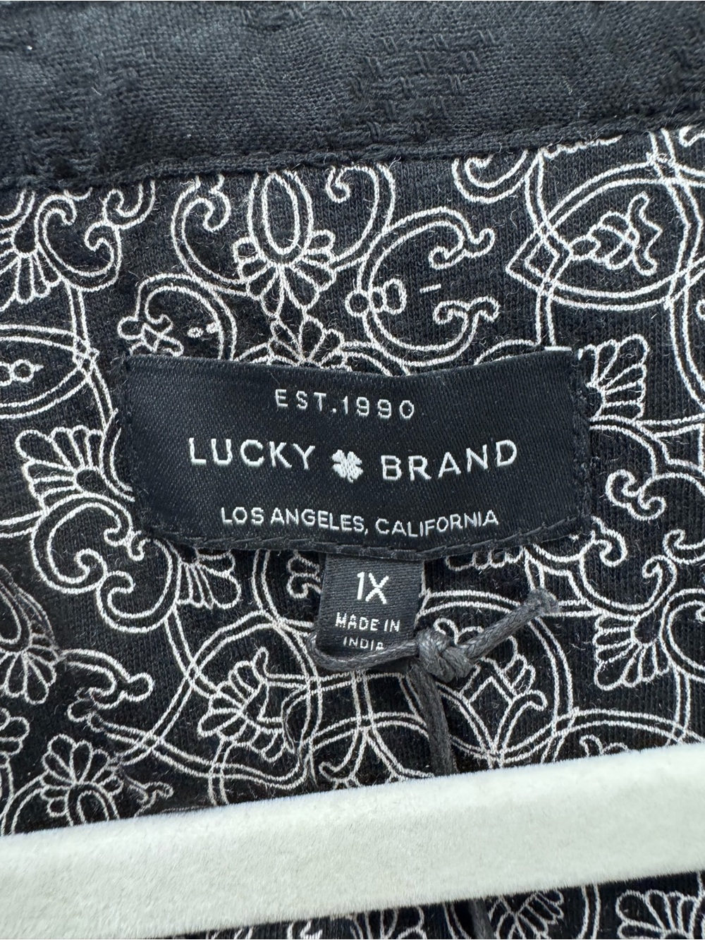 Lucky Brand Black & White Printed Peasant Blouse - Picture 3 of 6